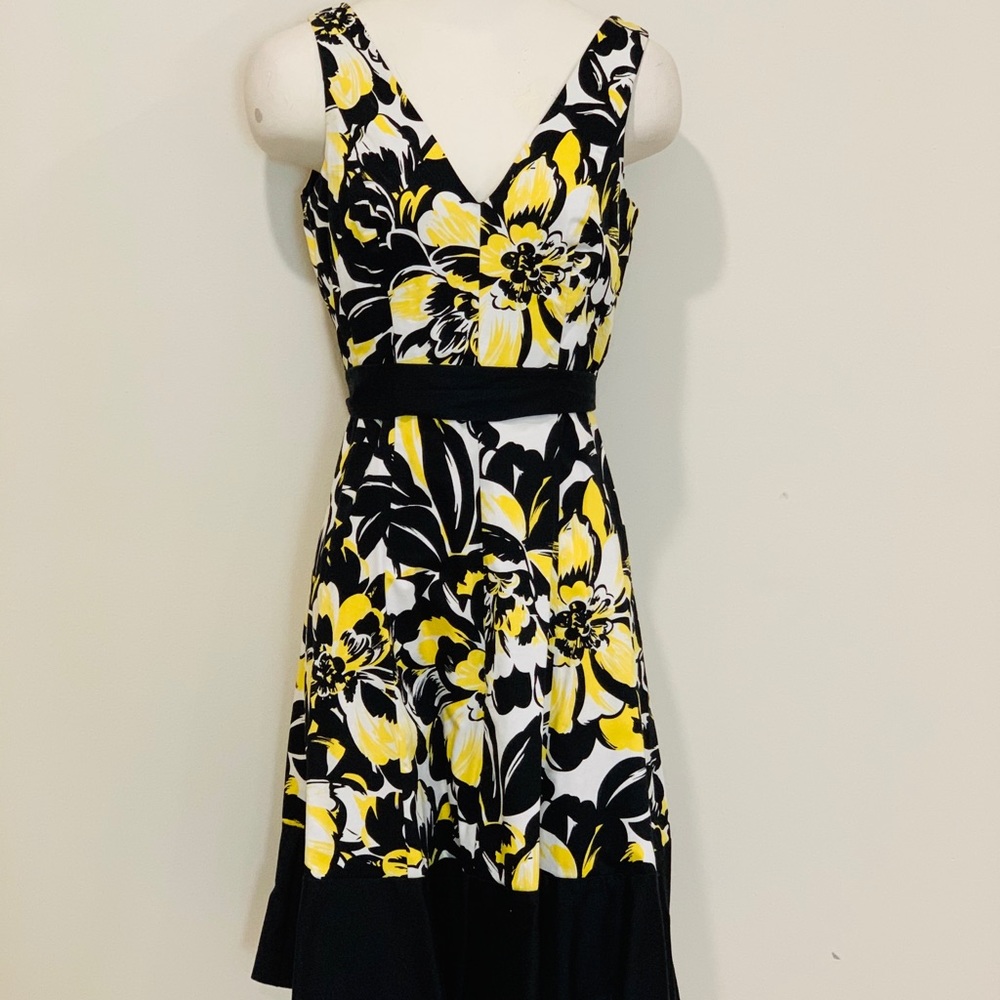 Nine West- Black white and yellow summer dress